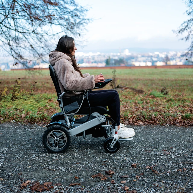 Elektryczny wózek inwalidzki inSPORTline Hawkie Basic II ∙ 500 W ∙ zasięg 24 km ∙ nośność 120 kg ∙ prędkość 6 km/h - Srebrny