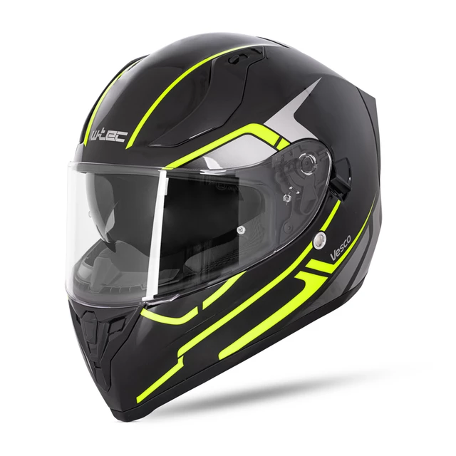 Kask integralny motocyklowy zamknięty z blendą W-TEC Vesco - Czarny mat-refleks - Błyszczący czarno-neonowy żółty