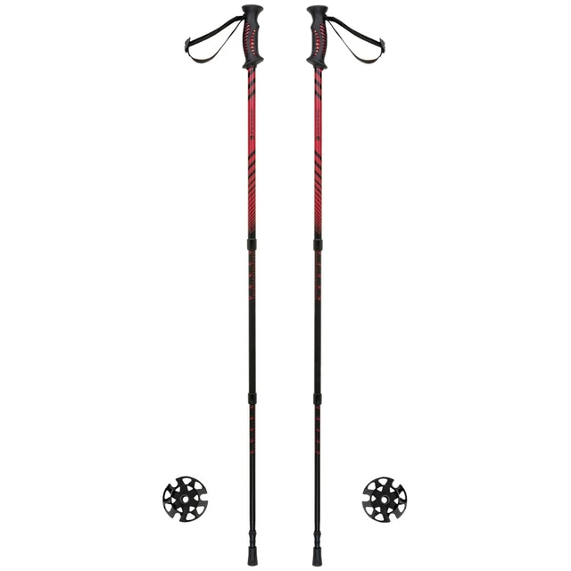 Kijki trekkingowe Ferrino GTA ∙ lekkie aluminiowe ∙ teleskopowe 60-135 cm ∙ 620 g (para) ∙ system blokady śrubowej ∙ talerzyki śnieżne - Czerwony - Czerwony