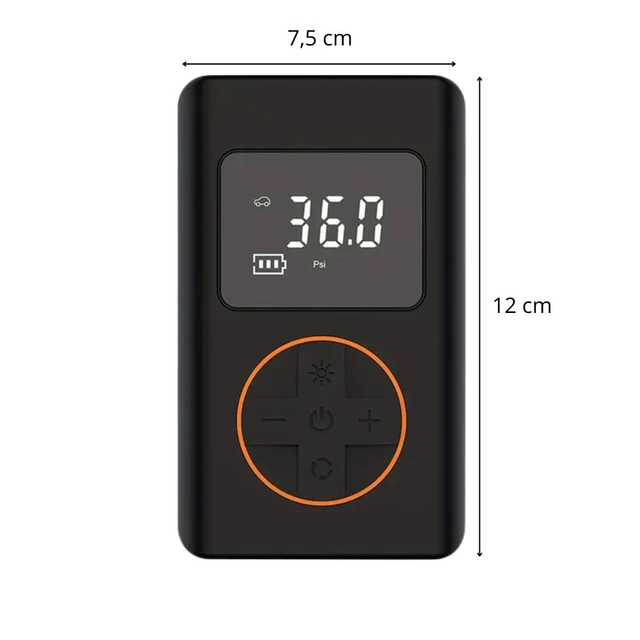 Pompka akumulatorowa z powerbankiem 2w1 inSPORTline Gaberila ∙ max 150 PSI ∙ 4000 mAh ∙ USB-C ∙ LED 2 tryby ∙ do aut/rowerów/piłeczek ∙ adaptery