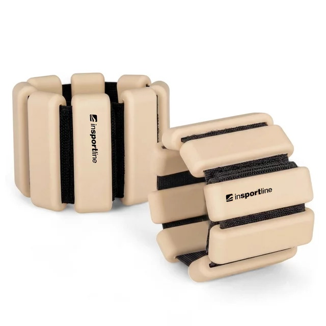 Obciążniki fitness na ręce i nogi inSPORTline Brace ∙ 0,5 kg każdy ∙ regulowany pasek ∙ komfortowy materiał - Beżowy - Beżowy