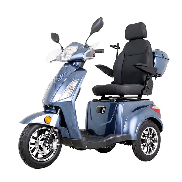 Trójkołowy wózek elektryczny inSPORTline Zorica Deluxe ∙ hamulec elektromagnetyczny ∙ 3 tryby prędkości ∙ zasięg 45 km - Niebieski - Niebieski