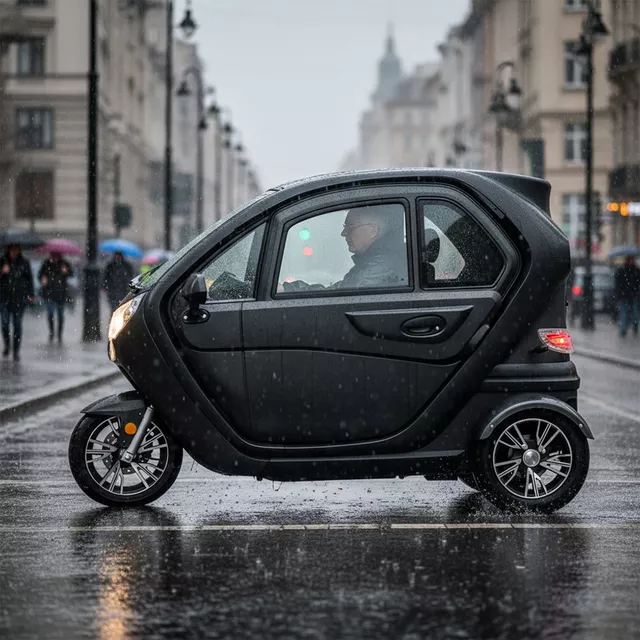 Elektryczny skuter zabudowany W-TEC Tukago ∙ trójkołowy ∙ mikropojazd ∙ 45 km/h ∙ zasięg 50 km ∙ nośność 240 kg ∙ kamera cofania ∙ ogrzewanie - Czerwony