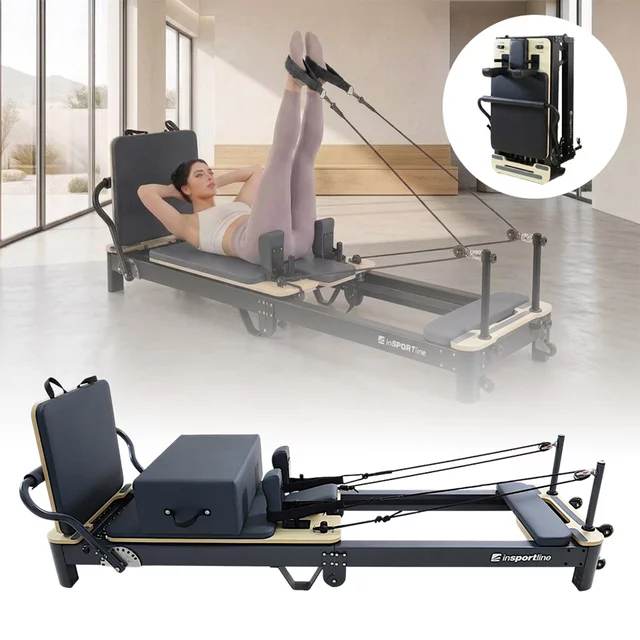 Reformer do pilatesu inSPORTline Comfolder EVO ∙ składany ∙ nośność 150 kg ∙ rama aluminiowa ∙ box w zestawie - Antracyt - Antracyt