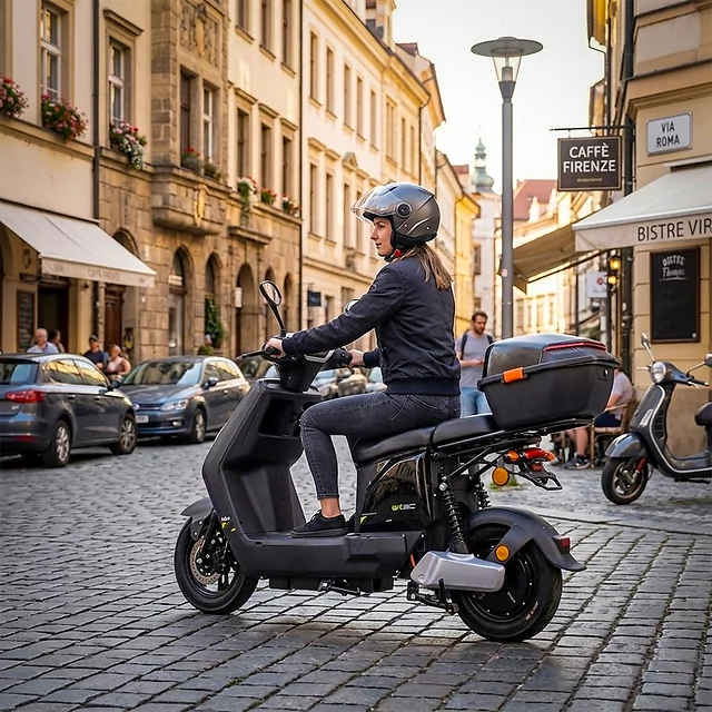 Skuter elektryczny W-TEC Raike II 10" ∙ hamulce tarczowe hydrauliczne ∙ zasięg 65 km ∙ nośność 115 kg ∙ zamykany bagażnik - Niebieski-czarny