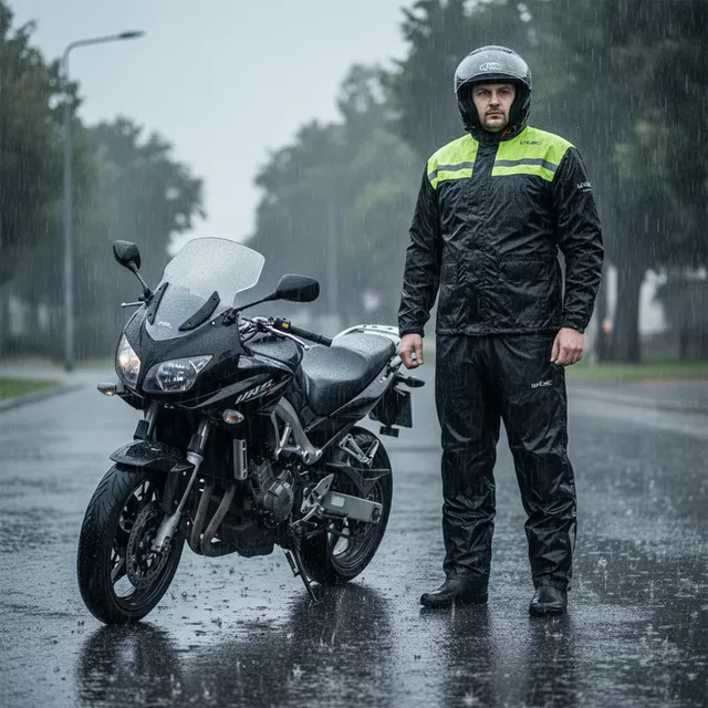 Płaszcz przeciwdeszczowy motocyklowy W-TEC Nowet ∙ lekki ∙ elementy odblaskowe ∙ regulowane mankiety ∙ siateczkowa podszewka ∙ chowany kaptur