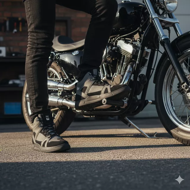 Buty motocyklowe męskie W-TEC Milwook ∙ skóra zamszowa ∙ membrana wodoodporna ∙ ochrona kostek ∙ oddychające - Szaro-czarny