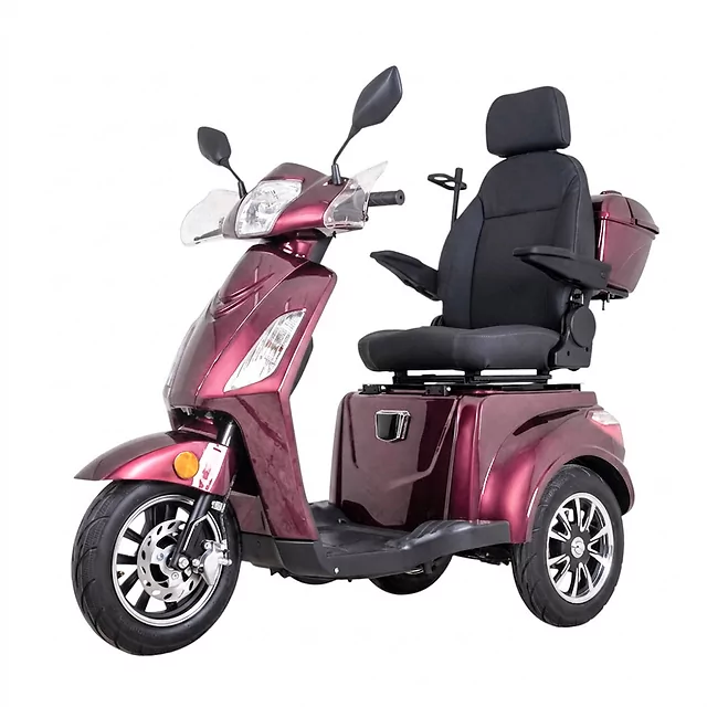 Trójkołowy wózek elektryczny inSPORTline Zorica Deluxe ∙ hamulec elektromagnetyczny ∙ 3 tryby prędkości ∙ zasięg 45 km - Niebieski - Bordowy