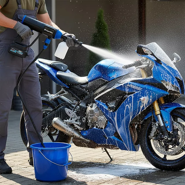 Akumulatorowa myjka ciśnieniowa inSPORTline Esedera ∙ 35 bar ∙ 6 l/min ∙ pojemnik na detergent ∙ dysza 6w1 ∙ walizka