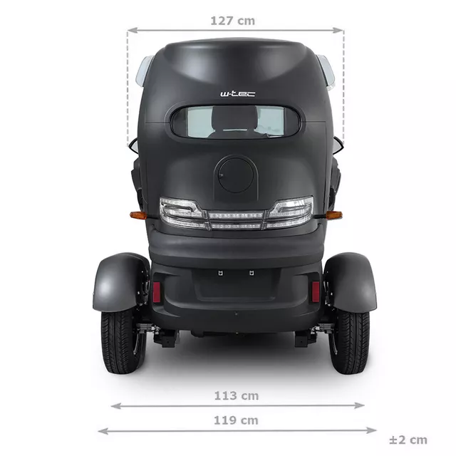 Elektryczny skuter zabudowany W-TEC Tukago ∙ trójkołowy ∙ mikropojazd ∙ 45 km/h ∙ zasięg 50 km ∙ nośność 240 kg ∙ kamera cofania ∙ ogrzewanie - Czerwony