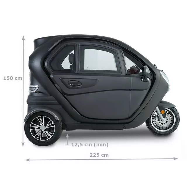 Elektryczny skuter zabudowany W-TEC Tukago ∙ trójkołowy ∙ mikropojazd ∙ 45 km/h ∙ zasięg 50 km ∙ nośność 240 kg ∙ kamera cofania ∙ ogrzewanie - Czerwony