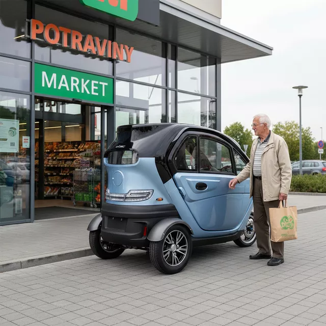Elektryczny skuter zabudowany W-TEC Tukago ∙ trójkołowy ∙ mikropojazd ∙ 45 km/h ∙ zasięg 50 km ∙ nośność 240 kg ∙ kamera cofania ∙ ogrzewanie - Czerwony