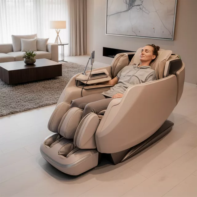 Fotel masujący inSPORTline Balsadena ∙ masaż 4D, powietrzny ∙ ogrzewanie ∙ Bluetooth ∙ Zero Gravity ∙ Zero Space - Beżowy