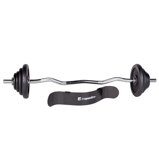 Zestaw gryf + talerze inSPORTline Castblack ∙ łamany 120 cm ∙ 30 mm ∙ 45 kg ∙ powlekane żeliwo