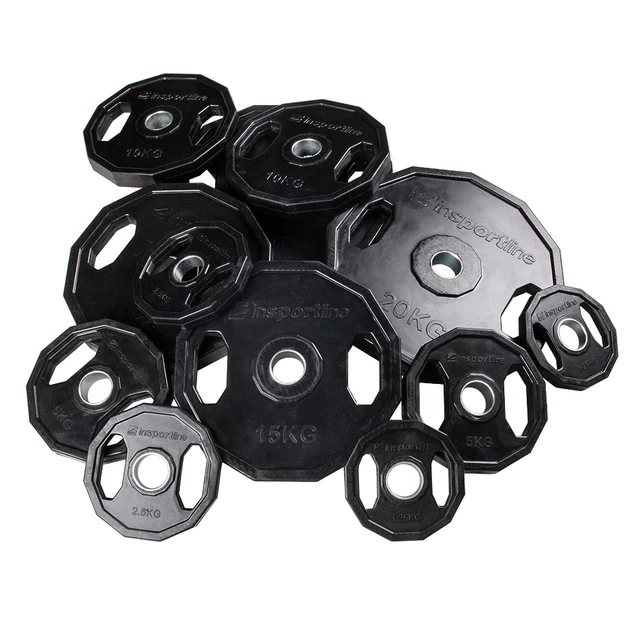 Gumowane obciążenie olimpijskie inSPORTline Ruberton 1,25 kg ∙ gumowane ∙ z uchwytami ∙ otwór 50 mm ∙ antypoślizgowe
