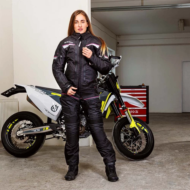 Damskie spodnie motocyklowe W-TEC Propant Lady - Czarno-różowy