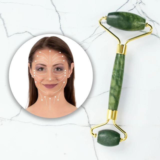 Roller do twarzy Gua Sha inSPORTline Siarto ∙ jadeit naturalny ∙ lifting ∙ drenaż ∙ poprawa krążenia