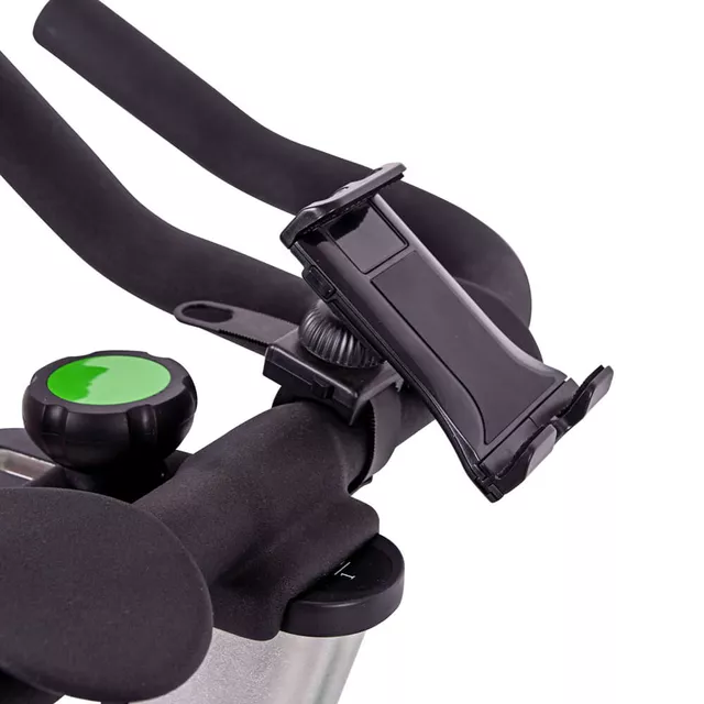 Profesjonalny rower spinningowy inSPORTline Airin ∙ magnetyczny ∙ 20 kg koło ∙ cichy napęd pasowy ∙ płynna regulacja obciążenia ∙ uchwyt na tablet - Czarno-srebrny