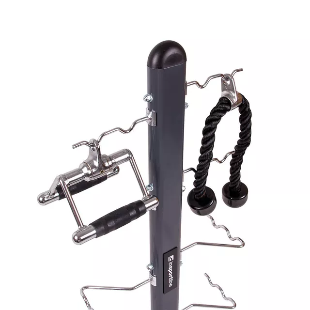Stojak na akcesoria fitness inSPORTline AR01 ∙ rama stalowa ∙ wymiary 105 × 42 cm ∙ haki po obu stronach ∙ kompaktowy i solidny