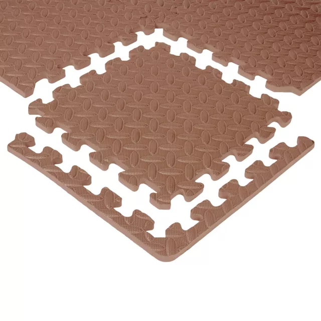 Mata antypoślizgowa puzzle inSPORTline Famkin ∙ 12 elementów 30×30×1,2 cm ∙ materiał PE ∙ obciążenie max 120 kg ∙ z krawędziami - mus mokka