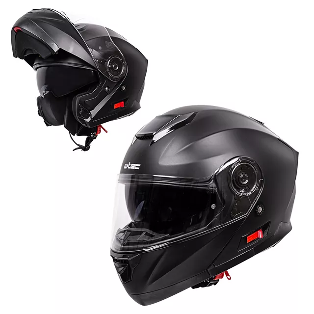 Kask motocyklowy z otwieraną szczęką + blenda W-TEC Cullo - czarny mat - czarny mat