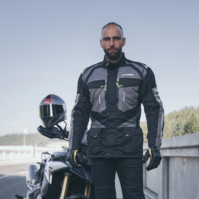 Męska kurtka motocyklowa W-TEC Burdys Evo - Czarno-szaro-czerwony