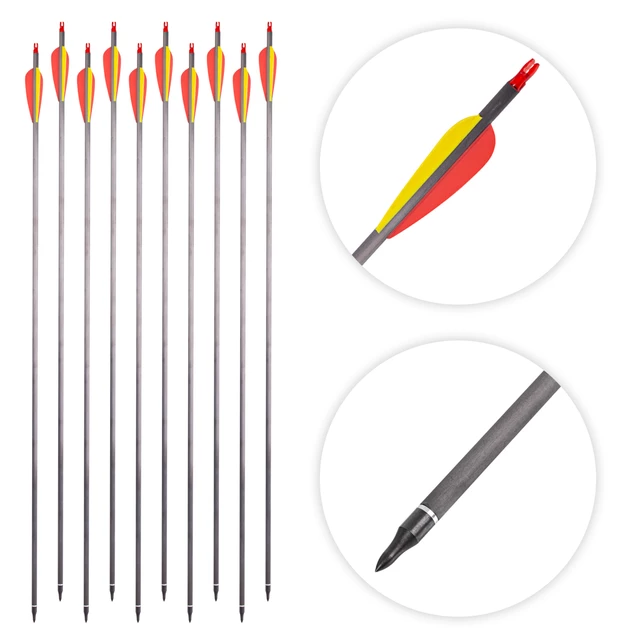 Strzały do łuku karbonowe inSPORTline Carbison ∙ spine 400 ∙ 29 g/strzała ∙ wymienne groty ∙ 10 szt.