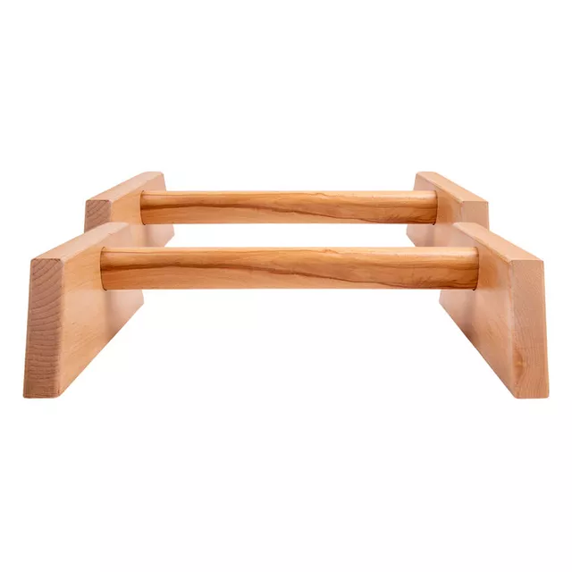 Drewniane uchwyty do pompek inSPORTline Gripolix 40 cm ∙ nośność 120 kg ∙ antypoślizgowe gumowe podkładki ∙ drewno bukowe