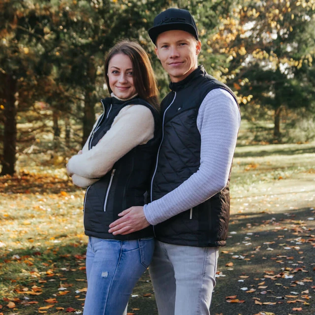 Ogrzewana kamizelka bezrękawnik męski inSPORTline Warmhim ∙ grzanie włóknem węglowym ∙ strefy brzuch/plecy/kręgosłup ∙ powerbank USB