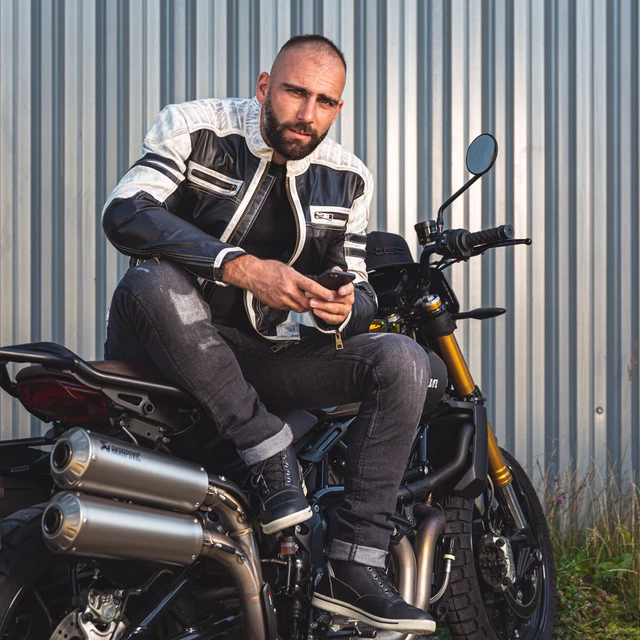 Męskie jeansy motocyklowe W-TEC Komaford - Ciemny szary