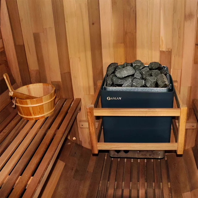 Fińska sauna beczkowa ogrodowa inSPORTline Viduor 400 ∙ drewno cedrowe ∙ piec 6 kW ∙ 4 osoby ∙ waga 420 kg