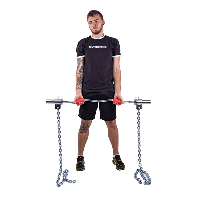 Łańcuch siłowy / treningowy inSPORTline Chainbos ∙ 15 kg ∙ stalowa konstrukcja ∙ montaż na sztangę ∙ do przysiadów i martwych ciągów