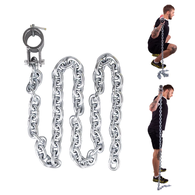 Łańcuch siłowy / treningowy inSPORTline Chainbos ∙ 15 kg ∙ stalowa konstrukcja ∙ montaż na sztangę ∙ do przysiadów i martwych ciągów