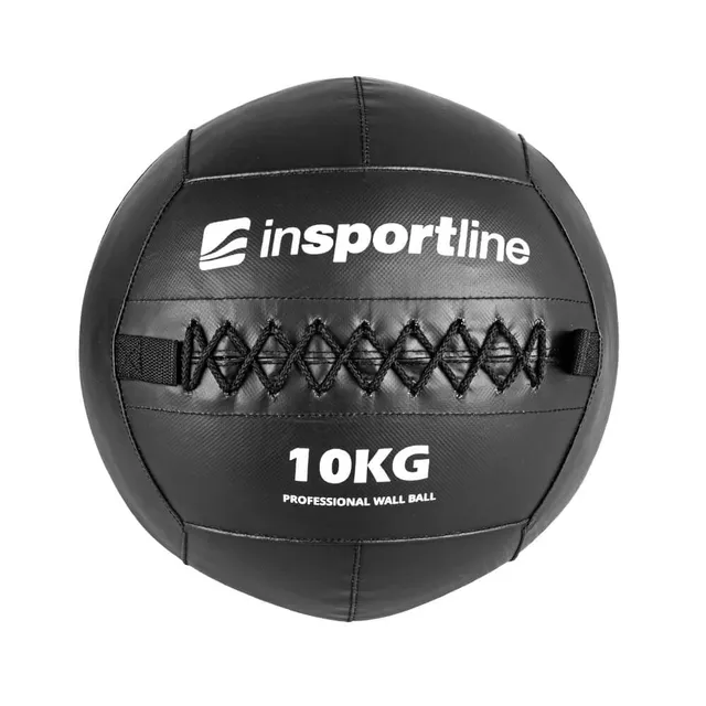 Piłka lekarska inSPORTline Walbal SE 10 kg ∙ możliwość mocowania gum / lin  ∙ podwójne szycie ∙ wytrzymała powłoka PVC ∙ BLACK EDITION