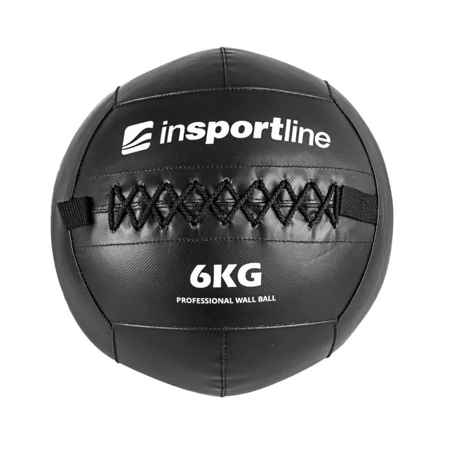 Piłka lekarska inSPORTline Walbal SE 6 kg ∙ możliwość mocowania gum / lin  ∙ podwójne szycie ∙ wytrzymała powłoka PVC ∙ BLACK EDITION