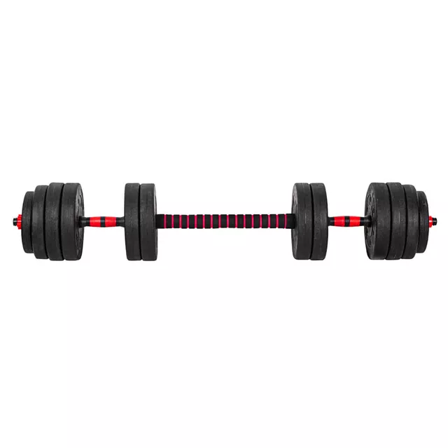 Zestaw hantli z z gryfami inSPORTline CEMBAR 3w1 40 kg ∙ regulowane ∙ łącznik do sztangi ∙ uchwyty prążkowane ∙ 2 gryfy jednoręczne