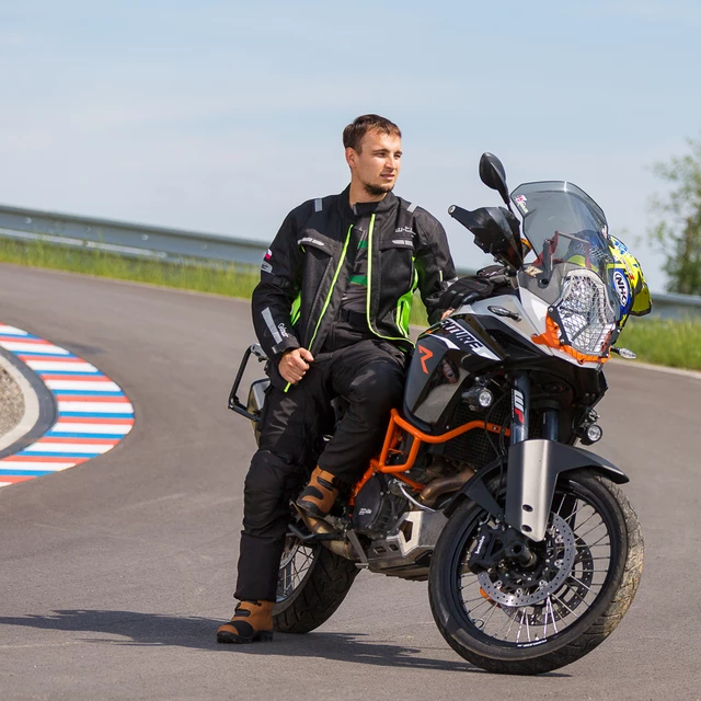 Męskie spodnie motocyklowe W-TEC Rusnac - Czarno-zielony