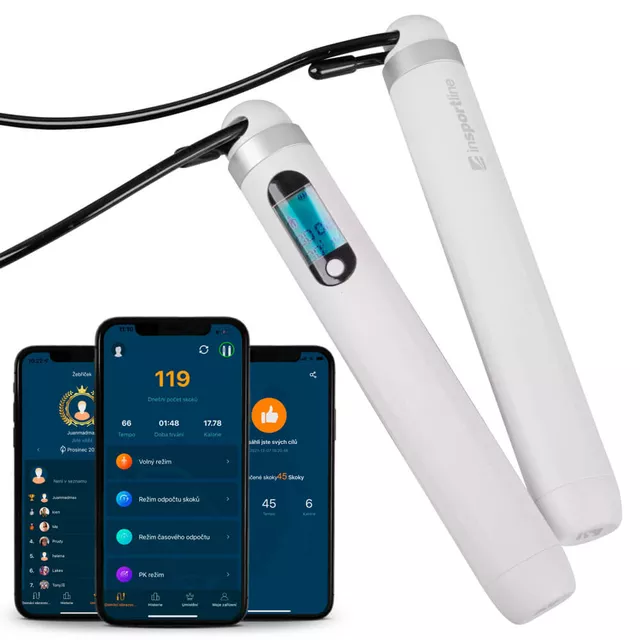 Skakanka inteligentna inSPORTline Jumpsmart ∙ Bluetooth ∙ licznik skoków ∙ regulowana długość ∙ 3 tryby treningu