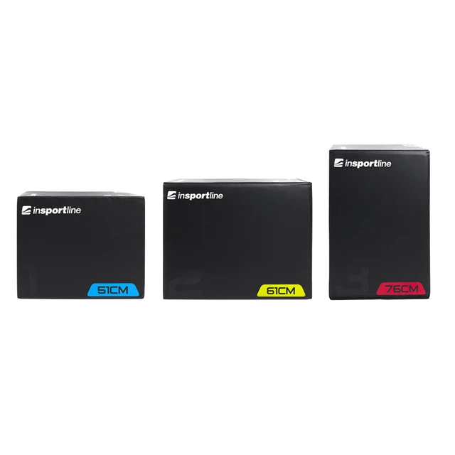 Skrzynia plyometryczna / jump box fitness inSPORTline 3 stopniowy ∙ 76x61x51cm ∙ regulowana wysokość 51-76 cm ∙ stabilny ∙ antypoślizgowa powierzchnia