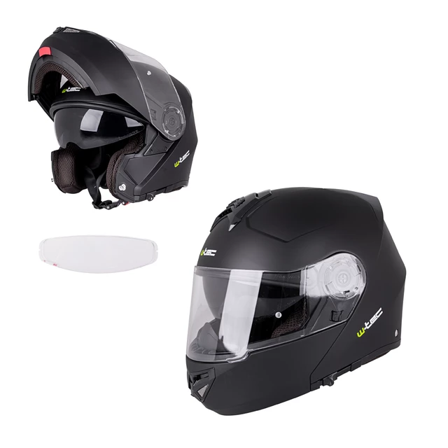 Kask motocyklowy szczękowy W-TEC Vexamo PP z Pinlockiem - Biały - Czarny matowy