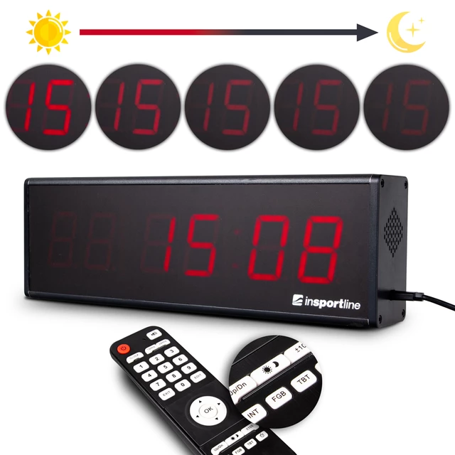 Zegar treningowy elektroniczny inSPORTline CF20 ∙ minutnik LED 1,8" ∙ 7 trybów (stoper, interwał, FGB, Tabata) ∙ pilot zdalny ∙ USB