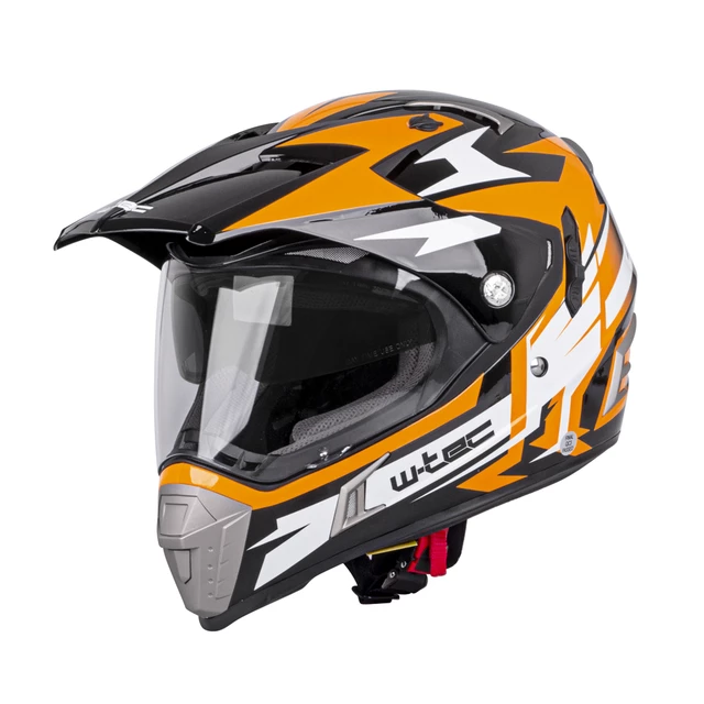 Kask motocyklowy z blendą W-TEC Dualsport - Czarno-Fluo Pomarańczowy - Czarno-Fluo Pomarańczowy