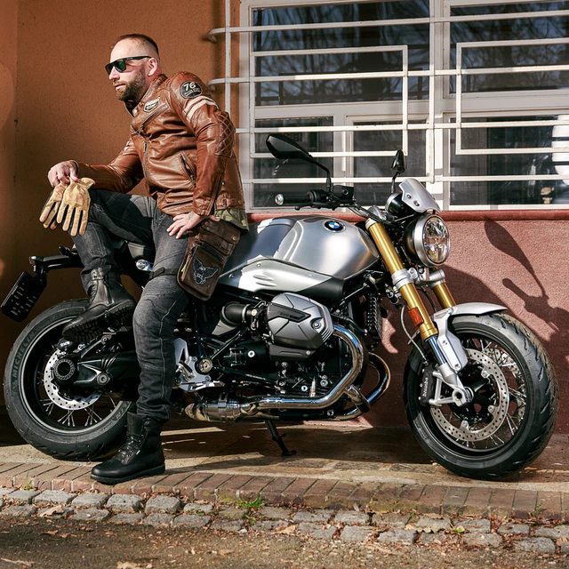 Męskie spodnie jeansy motocyklowe W-TEC Oliver - Czarny