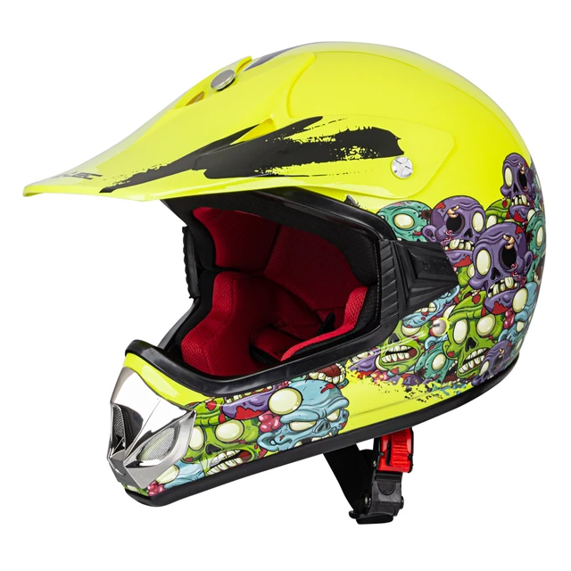 Młodzieżowy kask motocyklowy W-TEC V310 enduro - Zombie neon pomarańczowy - Neonowa zieleń zombie