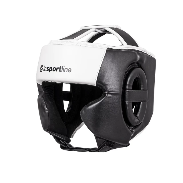 Kask bokserski inSPORTline Truluck ∙ wyściółka pochłaniająca uderzenia ∙ otwory na uszy ∙ do treningu ∙ pasek pod brodą - Czarno-biały - Czarno-biały