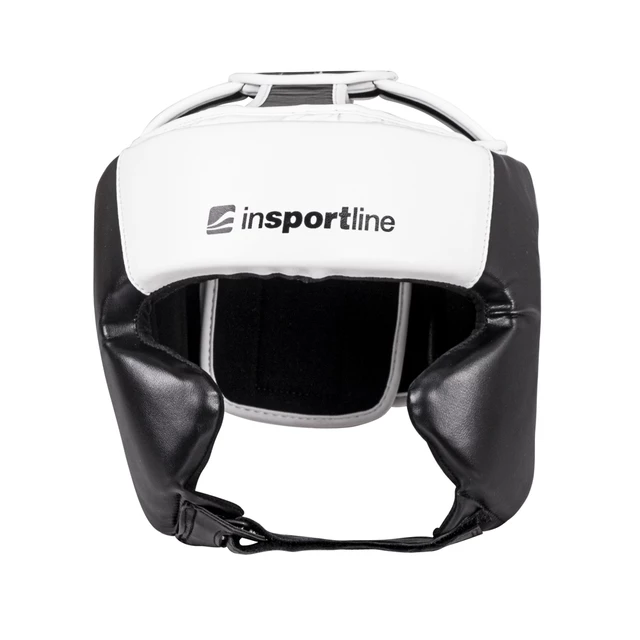 Kask bokserski inSPORTline Truluck ∙ wyściółka pochłaniająca uderzenia ∙ otwory na uszy ∙ do treningu ∙ pasek pod brodą - Czarno-biały