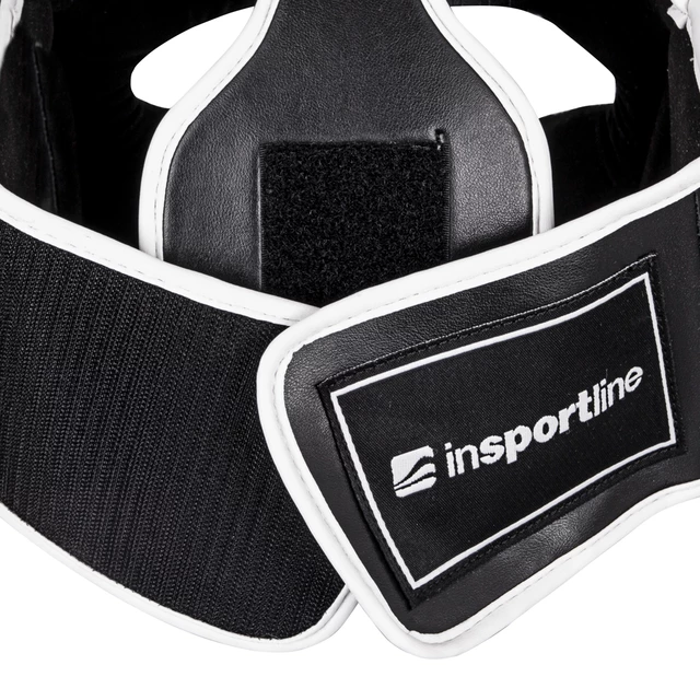 Kask bokserski inSPORTline Truluck ∙ wyściółka pochłaniająca uderzenia ∙ otwory na uszy ∙ do treningu ∙ pasek pod brodą - Czarno-biały