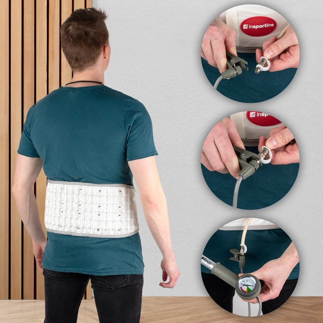 Orteza dekompresyjna lędźwiowa inSPORTline Ronyo ∙ stabilizator z kolumnami powietrznymi ∙ pompowana ∙ z manometrem
