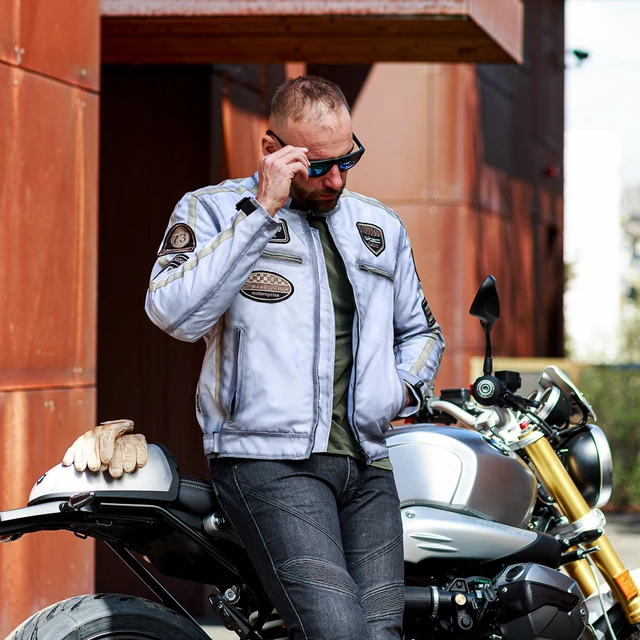 Męska kurtka motocyklowa W-TEC Patriot - Biały