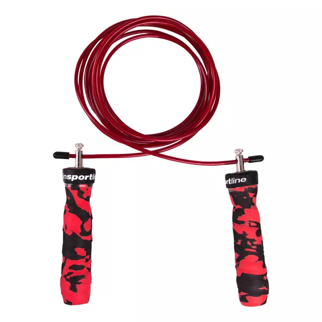 Skakanka szybkościowa inSPORTline Jumpkamu ∙ regulowana 300 cm ∙ łożyska obrotowe ∙ uchwyty ergonomiczne 13 cm ∙ waga 166 g - Red camu